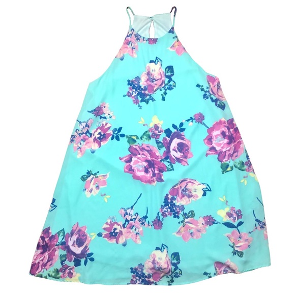 Everly Mini Dress Shift Halter Back Keyhole Size Medium Pre-Loved - Picture 6 of 11